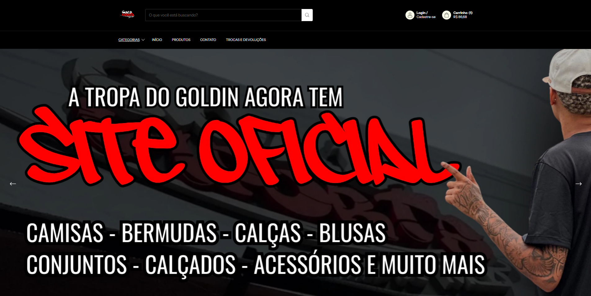 Miniatura do site oficial Gold Imports — camisas, bermudas, calças, blusas, conjuntos, calçados e acessórios